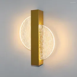 Wall Lamp Living Room Led Lights For Decors Aesthetic Simple Bedroom Metal Art Round Lampshades Aisle Bathroom Gold 1 Pack 25CM