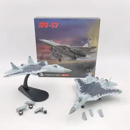 Modelo de aeronave Diecast Metal Alloy 1/100 Escala Russo Su 57 SU57 Avião de combate Modelo de aeronave Su-57 Brinquedo modelo de avião para coleção 230830