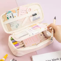 Learning Toys Kawaii Pencil Case Large Capacity School Supplies Pencil Boxes for girls Cute Korean Stationery Organizer bags 3 compartments