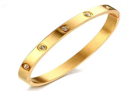 Förderung Trendy Kristall Armbänder für Frauen Silber Gold Rose Armreif Armband Titan Liebe Pulseiras Edelstahl Armreifen Jewe3077651