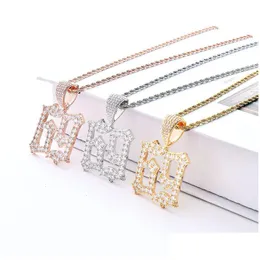 Collane con ciondolo Hip Hop Digital 69 Collana per uomo Donna Iced Out Bling Cz Numeri in oro Sier Catena intrecciata Hiphop Rapper Gioielli Gi Dhf3V