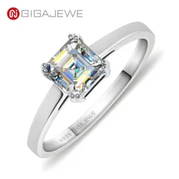 Pierścienie ślubne gigajewe 0 8ct 5 5 mm d asscher 18k białe złoto plated 925 srebrny pierścień diamentowy test biżuterii kobiet prezent 230830