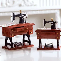 Decorative Objects Figurines Retro European-style home accessories ornaments sewing machine sewing machine music box music box bookcase furnishings gifts 230830