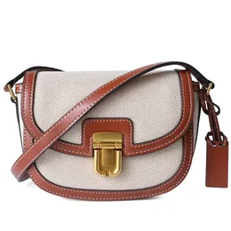 Evening Bags UBELLIN 2023 Fall Winter Style Panel Canvas Retro Shoulder Crossbody Saddle Bag for Woman Luxury Female Wide Strap Handbag Purse 230831