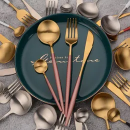 Geschirr-Sets Youzi 4-teiliges Küchenbesteck-Set mit Messer, Löffel, Gabel, korrosionsbeständiges Kochutensilien-Geschirr aus 304 Edelstahl