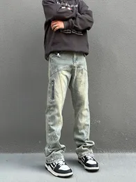 Herrenjeans American Vintage Washed Blue Jeans mit hoher Taille Fashion Street Loose Wide Leg Pants Harajuku Style Hip-Hop Men Y2k Hose 230830