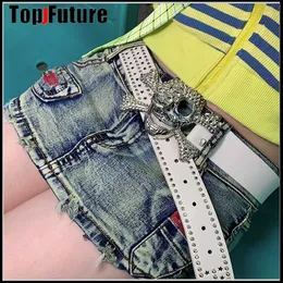 أحزمة 4 أنماط Western Cowgirl Cowboy Bling S Belt Skull Belt Belt Women Men Fashion Cinto de Strass Ceinture Gift 230831