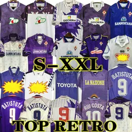 Batistuta Retro 98 99 Fiorentina Soccer Jerseys Edmundo Rui Costa Home Football Shirt Classic De Futebol