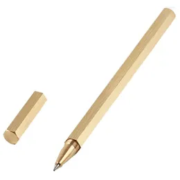 Hexagon Ballpoint Pen Writing Gel 0,5 mm Medium Point Mässing Body For Students Teacher Manager Advokat Professor