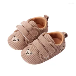 첫 워커 아기 소녀 소년 스웨이드 신발 안티 슬립 소프트 밑창 만화 곰 유아 걷기