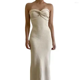 Casual Dresses Amandina Luxe Knit Ribbed Cross Off-Shoulder Midi Summer Dress