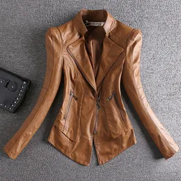 Womens Leather Faux Spring Autumn Jacket Women Small Coat SlimFit PU AllMatch Casual Motorcycle 230831