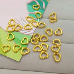 الأحجار الكريمة فضفاضة 1pcs نقية 999 24K الذهب الصفراء Bead Bead DIY قلادة حلقة Lucky 3D Hollow Heart قلادة صغيرة حوالي 0.1G