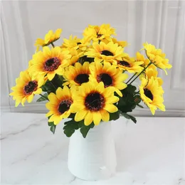 Fiori decorativi 7 testa/ramo fiore artificiale girasole simulazione sole gerbera margherita soggiorno decorazione per feste puntello di ripresa