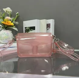 젤리 태비 백 럭셔리 디자이너 PVC 여성 사탕 색상의 투명 크로스 바디 백 편지 플랩 푸쉬 락 클로저 숄더 가방 핸드백 녹색 핑크 골드 지갑