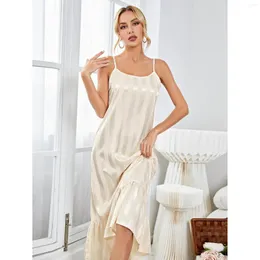 Women's Sleepwear Suspended Dress High End Silky Nightwear Sexy Long Home Suit Set Can Be Outworn