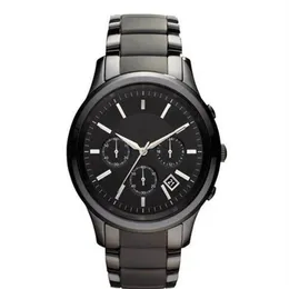 Nowy kwarc Chronograph Black Ceramic Watch AR1451 AR1452 Gents Wristwatch Original Box2969