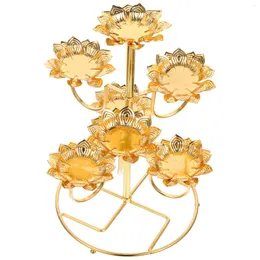 Candle Holders Ghee Lamp Holder Creative Candlestick Stand Temple Candleholder Lotos Rack Metal Dinner Table Decor