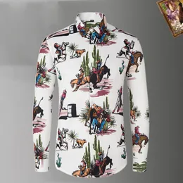 Mens Disual Shirt Designer هندسة بلود الأزياء بوربريس طويلة الأكمام البولو قميص صف واحد زر الأعمال الكلاسيكية جودة القطن بورت القمصان غير الرسمية#049