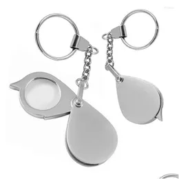 Keychains Lanyards Portable 8X Folding Keychain Magnifier With Key Chain Pocket Tool Is Convenient And Practical For 2023 Drop Deliv Dhkdf
