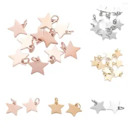 Encantos 10 pçs 304 aço inoxidável pequena estrela charme vintage pingente para colar pulseira brinco balançar diy jóias fazendo acessórios dhn3j