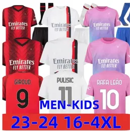 S-4XL Ac MilAns 23 24 Soccer Jerseys Football Shirt 2023 2024 Maglia MiLAno Kids Kit Home Maglie da Calcio Away Fan Player Version IBRAHIMOVIC GIROUD BRAHIM shirt