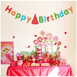 Decorative Flowers 1pcs Happy Birthday Banners Pull Paper Pennants 3M Bunting Wedding Party Banner Hanging Garland Room Door Decor 8ZSH290