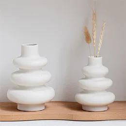 Kreisförmige Keramikvase, Pampasgrasvase, moderne Trockenblumenvase, dekorative Vase für Mittelstücke, Küche, Büro, Wohnzimmer, Hochzeit, Geschenke