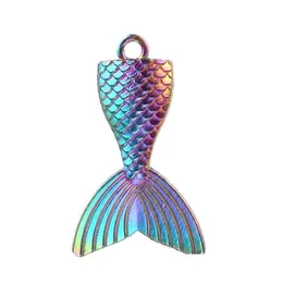 Ciondoli 10pcs Rainbow Color sirena coda a sospensione Accessori fai -da -te per la collana di moda Gioielli per le orecchie che producono BK WholeSalecharms D DHMX3