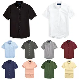 Kort ärmskjortor Mens Designer Business Dress Shirt Fashion Casual Shirt Men Slim Fit Stripe Womens Small Horse Man T Solid Col2282