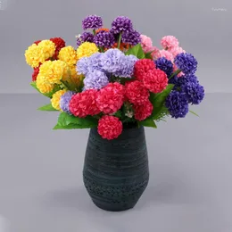 Flores decorativas 9 cabeças romântico lavanda bola flor artificial almofada de seda buquê multicolorido casa el decorações para casamento