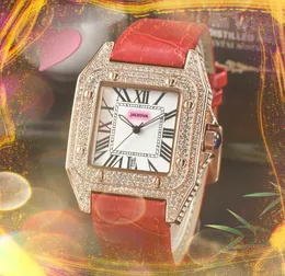 Lovers Square Roman Tank Dial Clock Watch Luxury Fashion Crystal Diamonds Ring Case Men Women quartz battery super Ladies Male Chain Bracelet Wristwatch Gifts