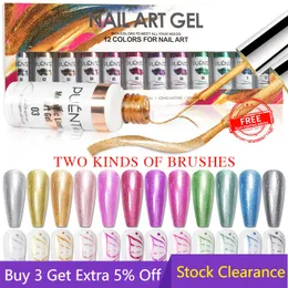 Nagellackmålning gel nagellack set metall foder konst gel kit 12 färger blöt av uv nagel gel diy ritning semi-permanent lackuppsättning 230831