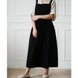 Aprons Japanese Apron Pinafore Dress Fashion Work Gown Apricot Long Waist Tie Country Style Women Kitchen Cooking Baking Florist Robe 230831