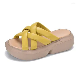 Slippers YourSeason Female Genuine Leather Comfortable Peep Toe Outside Weaving Handmade Flat Women Platform Shoes Roman Sandals
