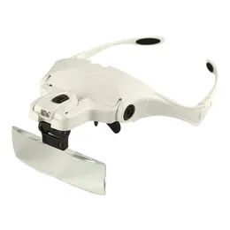 LOUPES MAGNIFIERS FÖRBRASKA Glasögon LED Lätt lamphuvud Loupe Jeweler Pannband Förstorare Eye Optical Glass Tool Reparation Läsning Drop DHQJT