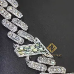 List Naszyjnik wiszący Sterling Srebrny vvs moissanite mrożony bioder biżuterii Diamond łańcuch linków