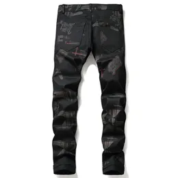 Черные печатные мужские джинсы летние повседневные брюки Pantalones para hombre vaqueros296n