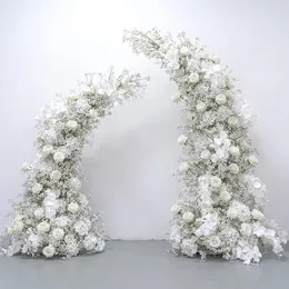 装飾的な花豪華な白いバラのベビーベイシュブライス人工花の列結婚式の背景アーチ装飾ハングフローラルアレンジメントイベントパーティーPO