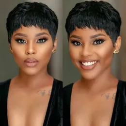 Curl francese brasiliano economico all'ingrosso 100% 100% non trasformato Vrigin Capelli umani Black Pixie Cut Short Wig