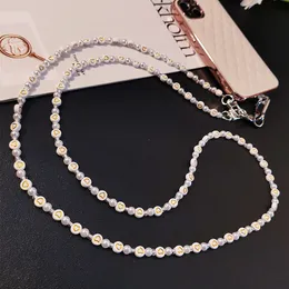 Cell Phone Straps Charms Mobile Phone Lanyard Crossbody Hanging Chain Pearl Love Hand-beaded Pendant Hanging Neck Detachable Belt Buckle Clip Universal 230831