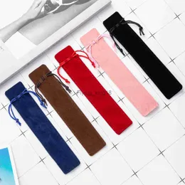 Pencil Bags 100Pcs/Lot Wholesale 3.5*17.5cm Black Red COFFEE Blue Drawstring Velvet Pen Pouch For Crystal Stylus Ballpoint Bag HKD230831