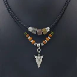 Anhänger Halsketten Gestapelte Kunstleder Seil Perlen Halskette Männer Vintage Layered Tribal Für Schmuck Kragen Hombre 230831