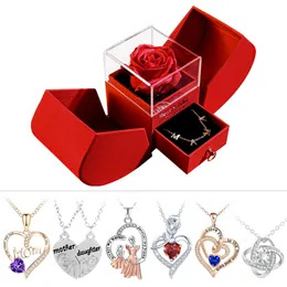 Pendant Necklaces Mom and Daughter Matching Jewelry Pendant Necklace /w Soap Forever Rose Gift Box Mother's Day Necklace Jewelry Gifts for Women 230831