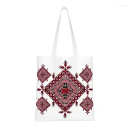 Shopping Bags Arabic Palestinian Tatreez Cross Embroidery Grocery Canvas Shopper Tote Shoulder Bag Palestine Folk Art Handbag