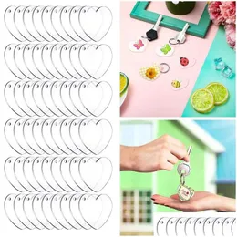 Kliny Lanyards akrylowe serca Dysk Clear Serce Kształt Blańki BK z dziurą na przyjęcie urodzinowe DIY Art Crafts 30/60PCS Dr Dhpoc