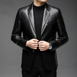 Men's Leather Faux Genuine Jackets Autumn Business Blazers Style Slim Thin Trend Zipper G139 230831