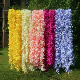 Dekorative Blumen, 170 cm lang, künstliche Glyzinien, Fliederranken, Seide, Kirschblüten, Bogendekoration, Blätter, Hängegirlande