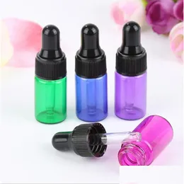 Perfume Bottle 1000Pcs/Lot 1Ml 2Ml L 5Ml Empty Mini Glass Dropper Bottles With Eye Black Lids For Essential Oil Drop Delivery Health Dhxbi