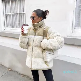 여자 재킷 양털 맨 가짜 시어링 겉옷 코트 양 양털 겨울 코트 파카 외투